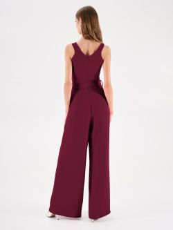 Bordowy kombinezon ze spodniami palazzo in_i4