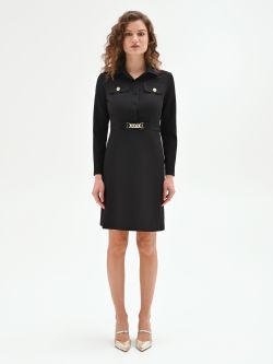 Black Dress with Gold Details det_1