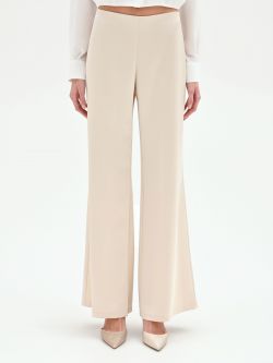 Pantalone a palazzo in raso beige chiaro det_2