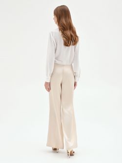 Pantalone a palazzo in raso beige chiaro det_3