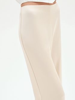 Pantalone a palazzo in raso beige chiaro in_i5