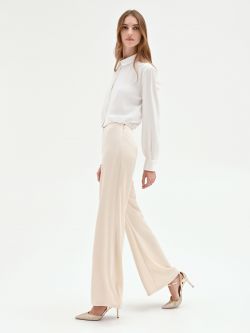 Pantalone a palazzo in raso beige chiaro in_i7