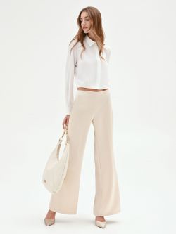 Pantalone a palazzo in raso beige chiaro sp_e1