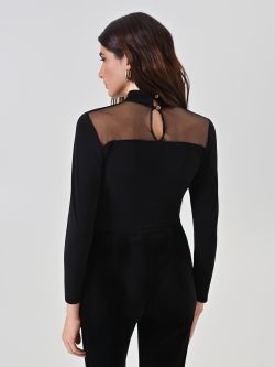 Black Velvet and Tulle Blouse det_3