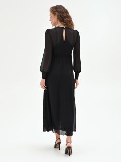 Black Midi Dress with Lace Details det_3