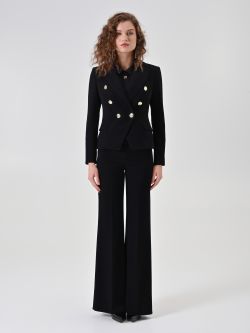 Black Chevron Double-Breasted Blazer det_1