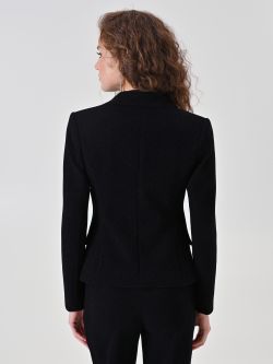 Black Chevron Double-Breasted Blazer det_3