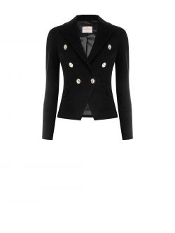 Black Chevron Double-Breasted Blazer det_4