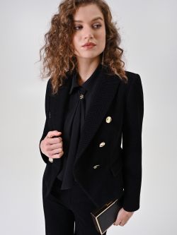 Black Chevron Double-Breasted Blazer sp_e1