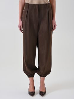 Chocolate Pinstripe High-Waisted Trousers det_2