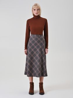 Rozkloszowana spódnica midi w kratę det_1