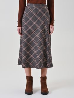 Rozkloszowana spódnica midi w kratę det_2