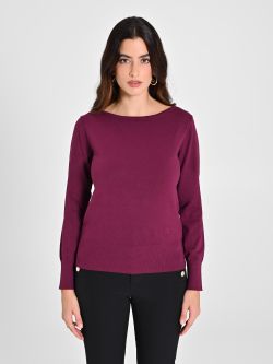 Bordeauxroter Langarmpullover det_2