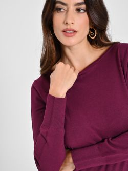 Bordeauxroter Langarmpullover in_i5