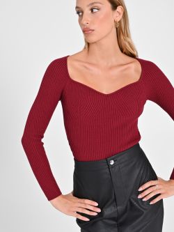 Maglia Bordeaux con Scollo a Cuore