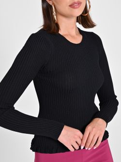 Black Ribbed Jumper in_i5
