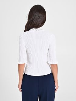 Pull Dolcevita blanc côtelé in_i4