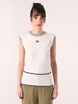 Top en maille noir et blanc det_2