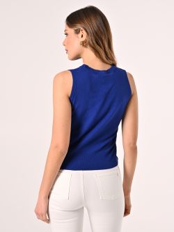 Maglioncino Girocollo Smanicato Blu det_3