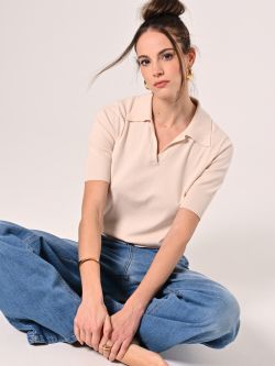 Polo en maille beige clair in_i6