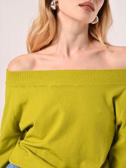 Green Off-the-Shoulder Jumper in_i5