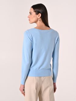 Pull bleu ciel encolure bateau det_3