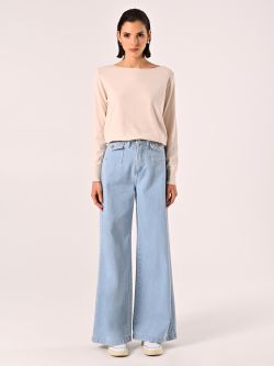 Light Beige Boatneck Jumper det_1