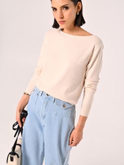 Light Beige Boatneck Jumper sp_e1