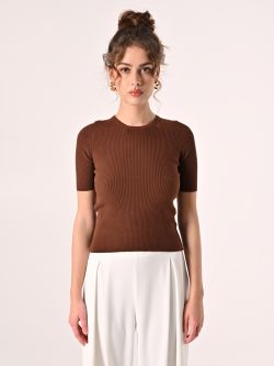Chocolate Ribbed Crewneck Sweater det_2