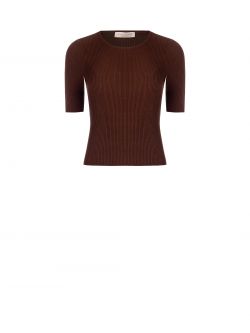 Chocolate Ribbed Crewneck Sweater det_4
