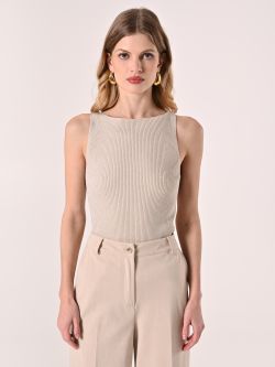 Top beige en maille et lurex det_2