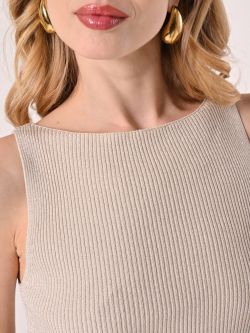 Top beige en maille et lurex in_i5