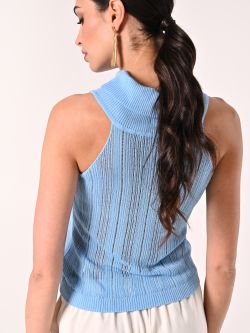 Light Blue Openwork Knit Top det_3