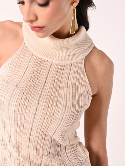 Top beige claro de punto fino calado in_i5
