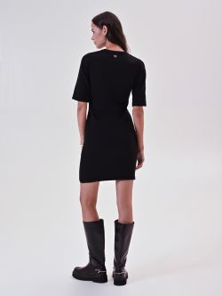 Schwarzes Strickkleid mit Strass det_3