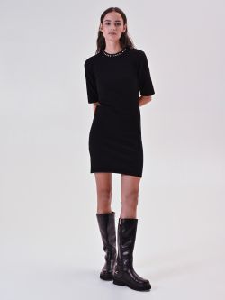 Schwarzes Strickkleid mit Strass in_i7