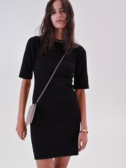 Schwarzes Strickkleid mit Strass sp_e1