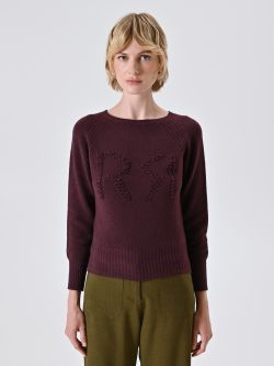 Pullover in Bordeaux mit RR-Logo det_2