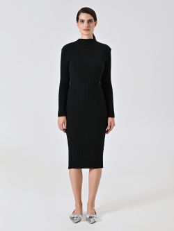 Abito Nero in Maglia a Coste det_1
