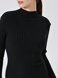 Abito Nero in Maglia a Coste in_i5