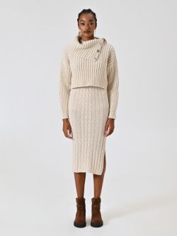 White Cropped English Rib Sweater det_1