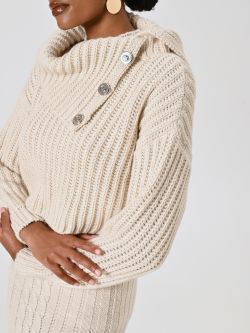 White Cropped English Rib Sweater in_i5