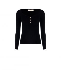 Black Ribbed Knit Sweater det_4