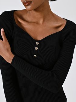 Black Ribbed Knit Sweater in_i5