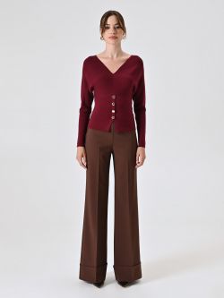 Burgundy V-neck Sweater det_1