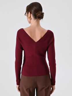 Burgundy V-neck Sweater det_3