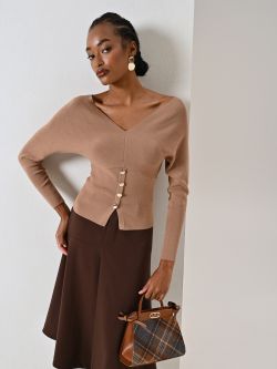 Camel V-neck Sweater sp_e1