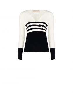 Pull boléro à rayures noires et blanches det_4