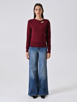 Maglia con Dettaglio Cut Out Bordeaux det_1