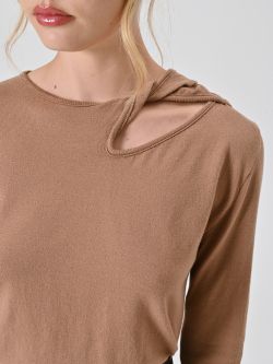 Maglia con Dettaglio Cut Out Cammello in_i5